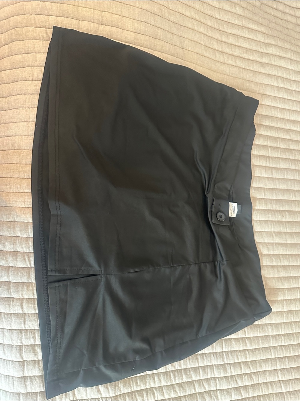 Black High-Waist Mini Skirt with Front Notch